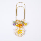 Quiet Meadow Daisy Planner Clip or Charm with Golden, Yellow, Purple and Green Crystals