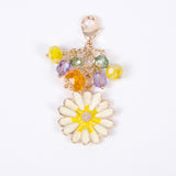Quiet Meadow Daisy Planner Clip or Charm with Golden, Yellow, Purple and Green Crystals