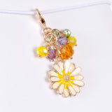 Quiet Meadow Daisy Planner Clip or Charm with Golden, Yellow, Purple and Green Crystals