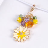 Quiet Meadow Daisy Planner Clip or Charm with Golden, Yellow, Purple and Green Crystals