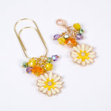 Quiet Meadow Daisy Planner Clip or Charm with Golden, Yellow, Purple and Green Crystals