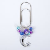 Silent Moon Planner Clip or Charm with Rhinestone Moon in Silver or Gold