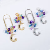 Silent Moon Planner Clip or Charm with Rhinestone Moon in Silver or Gold