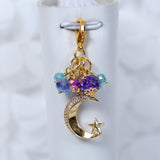 Silent Moon Planner Clip or Charm with Rhinestone Moon in Silver or Gold