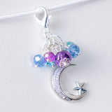 Silent Moon Planner Clip or Charm with Rhinestone Moon in Silver or Gold