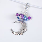 Silent Moon Planner Clip or Charm with Floral Moon in Silver or Gold