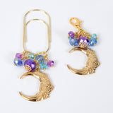 Silent Moon Planner Clip or Charm with Floral Moon in Silver or Gold