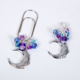 Silent Moon Planner Clip or Charm with Floral Moon in Silver or Gold