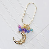 Silent Moon Planner Clip or Charm with Floral Moon in Silver or Gold