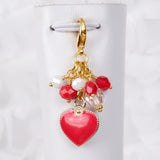 Red Enamel Heart Planner Clip or Charm in Silver or Gold