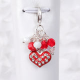 Red Enamel Heart Planner Clip or Charm in Silver or Gold