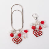 Red Enamel Heart Planner Clip or Charm in Silver or Gold