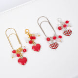 Red Enamel Heart Planner Clip or Charm in Silver or Gold