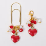 Red Enamel Heart Planner Clip or Charm in Silver or Gold