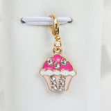 Enamel Cupcake Charm with Rhinestones