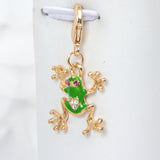Rhinestone Frog Charm with Lobster Claw Clasp