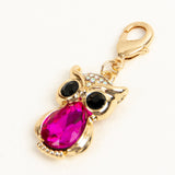 Bright Pink Crystal Owl Charm