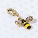 Enamel Honey Bee Charm with Rhinestone Wings