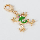 Green enamel frog charm