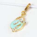 Blue Enamel Handbag Planner Charm with Rhinestone Bow Accents