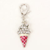 Rhinestone and Enamel Ice Cream Cone Charm