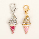 Rhinestone and Enamel Ice Cream Cone Charm or Stitch Marker