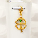 Shamrock Planner Charm - Four Leaf Clover Traveler's Notebook Charm or Stitch Marker in gold
