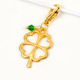 Shamrock Planner Charm - Four Leaf Clover Traveler's Notebook Charm or Stitch Marker in gold