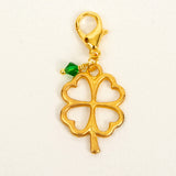 Shamrock Planner Charm - Four Leaf Clover Traveler's Notebook Charm or Stitch Marker in gold