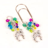 Rhinestone Camel Planner Clip or Charm with Blue, Green, Yellow and Magenta Crystals