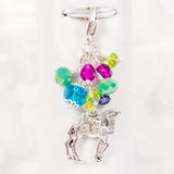 Rhinestone Camel Planner Clip or Charm with Blue, Green, Yellow and Magenta Crystals