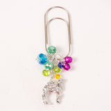 Rhinestone Camel Planner Clip or Charm with Blue, Green, Yellow and Magenta Crystals