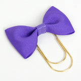 Purple Bow Bookmark with wide gold paper clip