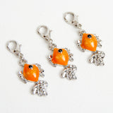 Orange Enamel Fantail Goldfish Charm with Rhinestone Tail
