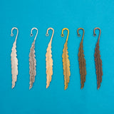 Metal Feather Bookmark Charm Adapters in silver, light gold antique gold, antique bronze, and antique copper
