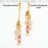 Pink and Gold Planner Charm with Rhinestone Butterfly and Enamel Flower