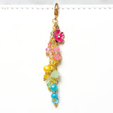 Vibrant Rainbow Planner Dangle Charm with Pink Rhinestone Flower