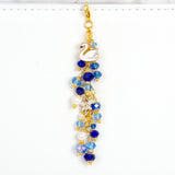 Blue Crystal Dangle Charm with Swan and Dragonfly Charms