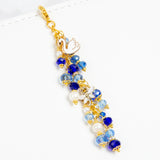 Enamel Swan and Dragonfly Planner Charm with mixed blue crystal dangle
