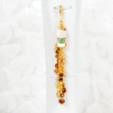 Coffee Cup Charm with Brown, and Cream Crystal Dangle