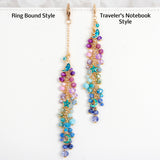 Galaxy Charm with Enamel Moon and Star Charms in Gold with Purple, Aqua and Blue Ombre Dangle