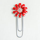 Red Enamel Flower Planner Clip - Bookmark