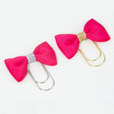 Pink Bow Planner Bookmark with Metallic Bow Center and either gold or silver wide paperclip