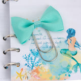 Aqua Bow Wide Planner Clip - Bookmark in Silver, Gold or Rose Gold