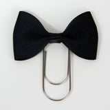 Black Bow Planner Clip Bookmark with wide silver paper clip