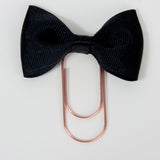 Black Bow Planner Clip with Wide Rose Gold Paper Clip