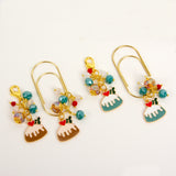 Christmas Cake Dangle Charm or Clip in either Brown or Cyan