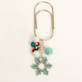 Aqua Enamel Snowflake Wide Dangle Clip