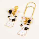 Cute Bulldog Enamel Planner Charm and Dangle Clip