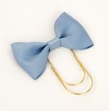 Slate Blue Bow Wide Planner Clip - Bookmark in Silver, Gold or Rose Gold